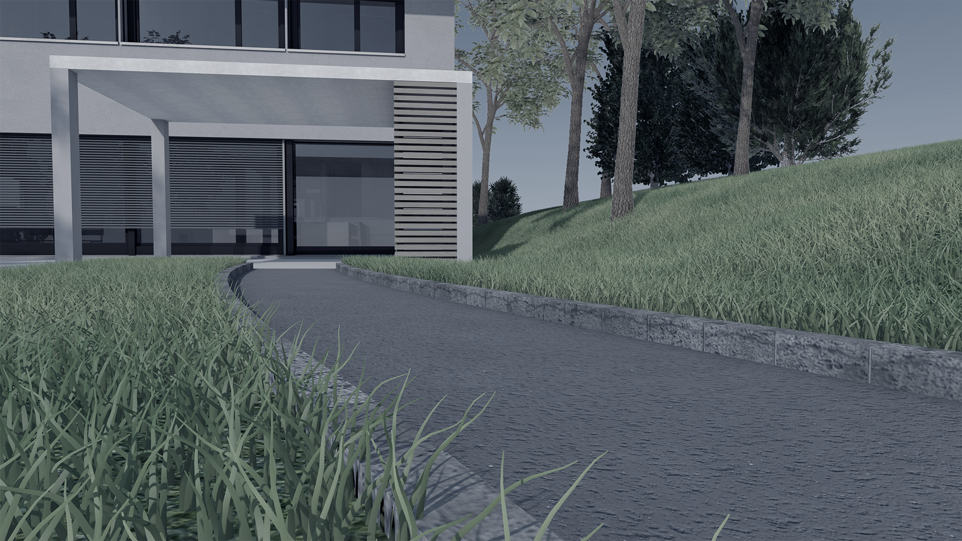 Visualisierung - Mat. Asphalt & Rasen